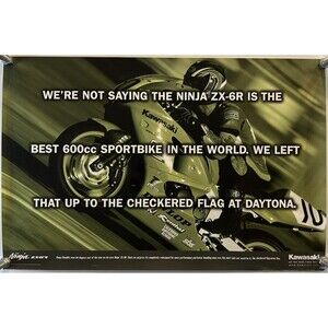 Vintage Kawasaki ZX6R Doug Chandler 1998 Dealer Poster Daytona  SEE PICS
